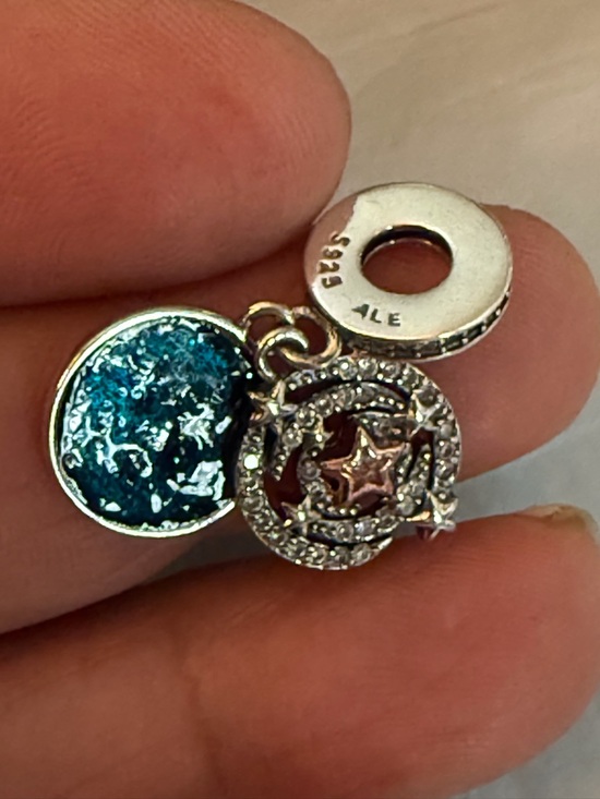 Pandora Jewelry - Pandora Blue and Rose Gold Star Dangle Charm